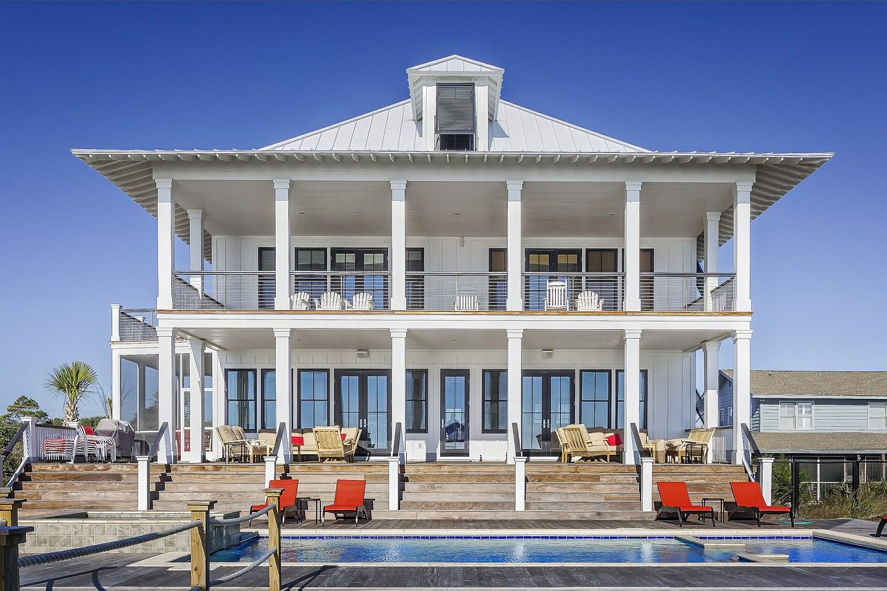 Large White House With A Pool