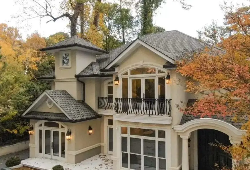 Front view of house with trees