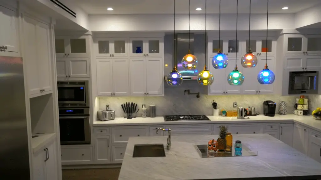 Kitchen with colored lights