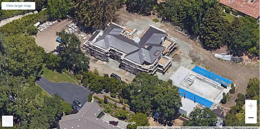 Aerial view of Steph Curry's house in Atherton California