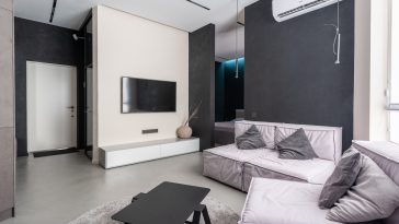 Living Room With A Split Type AC