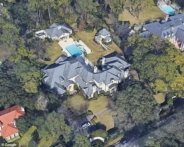 Aerial shot of Joel Osteen's house