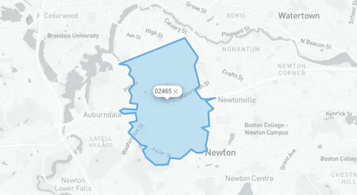 West Newton neighborhood where Jayson Tatum’s Newton, MA house is located (Source: Codigo-Postal)