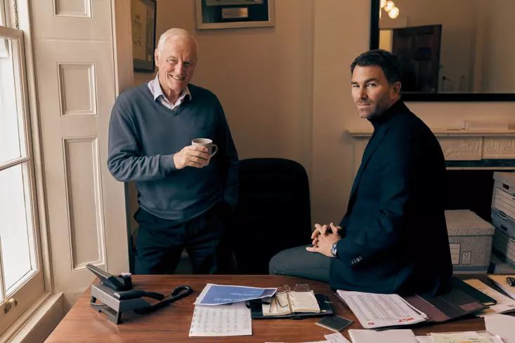 Eddie Hearn and his dad in the office