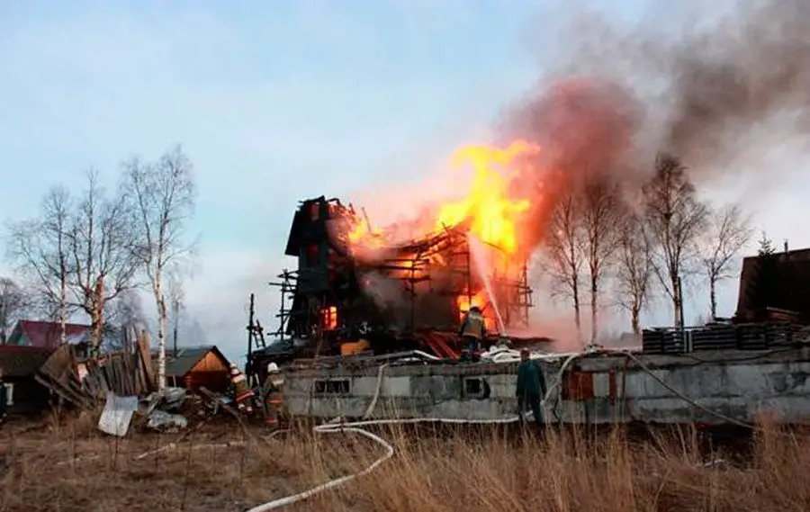 The Burning Wooden Gagster House In Arkhangelsk, Russia
