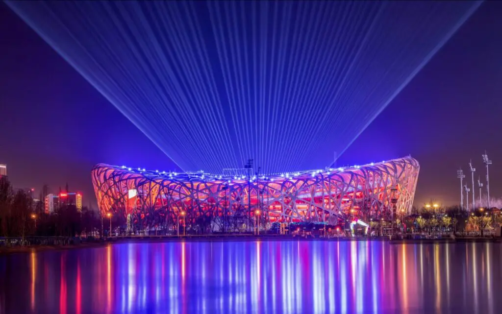 National Stadium In Beijing China at night