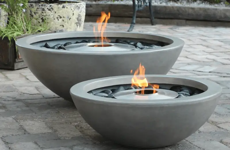 Gray ethanol fire pits