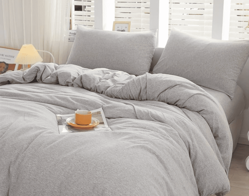 Gray bed sheet