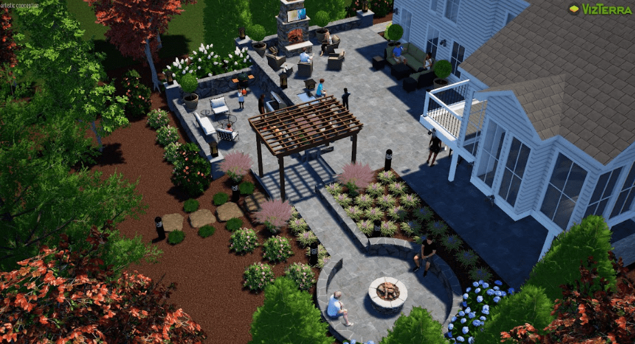 3D render of a landscaping project