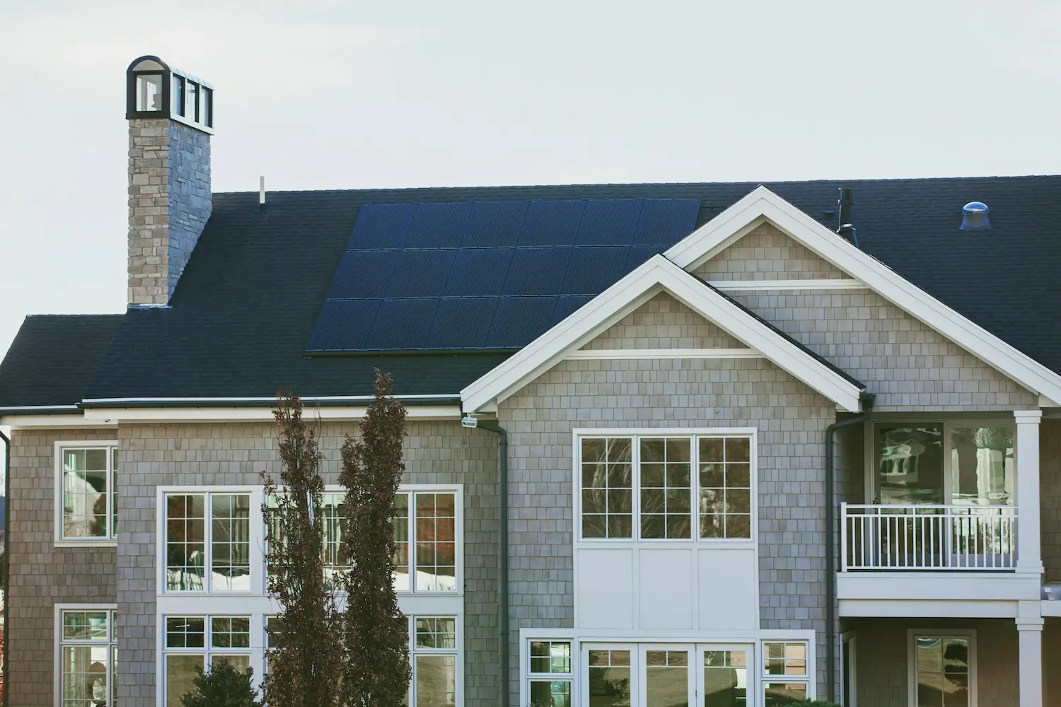 House With Solar Panels On Its Roof