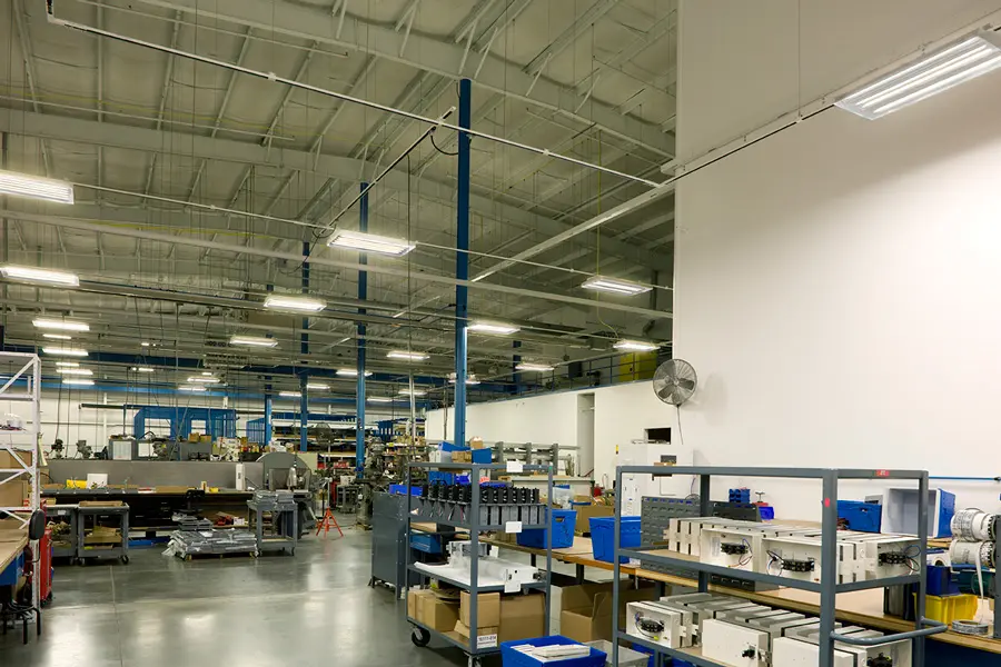 Industrial Track Lighting Inside A Warehouse