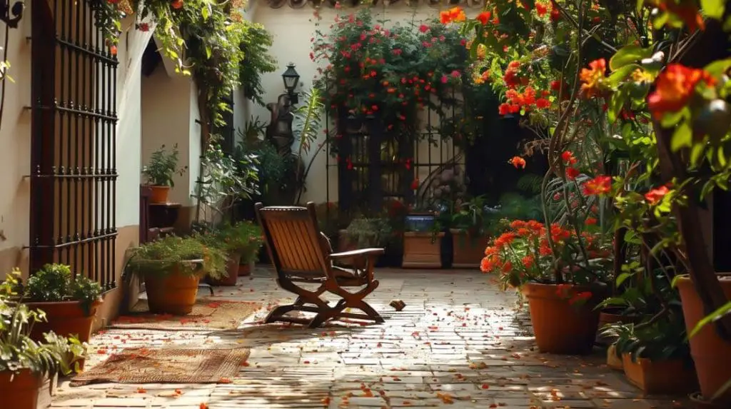 Wooden Chair In A Spanish Courtyard