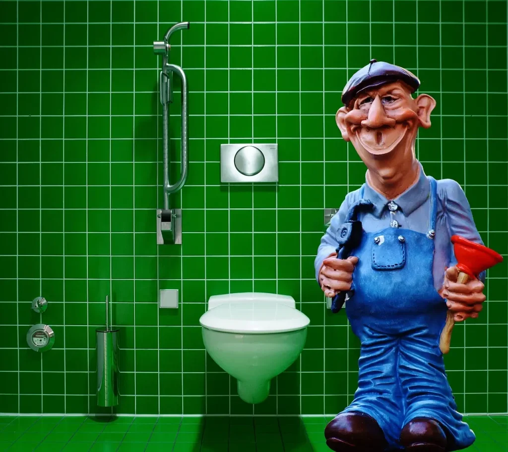 Plumber Standing Beside A Toilet