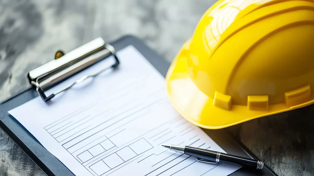 Hard Hat On Top of A Checklist